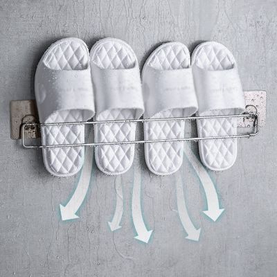 CTVR Wall Mounted Shoe Rack, Stainless Steel Slipper Shelf, Bathroom Shoe Holder, Multifunctional Towel Stand, for Closet, Entryway, Kitchen