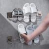 CTVR Wall Mounted Shoe Rack, Stainless Steel Slipper Shelf, Bathroom Shoe Holder, Multifunctional Towel Stand, for Closet, Entryway, Kitchen view 4