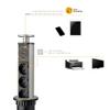 Emuca - Retractable power strip with fast charging, 3 Schuko EU sockets, 2 USB A + 1 USB C, built-in power strip tower, metallic grey, plastic and aluminium view 4