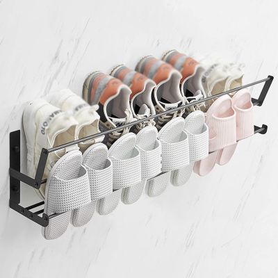 CTVR Stainless Steel Slippers Rack, Bathroom Door Slippers Organizer Stand, Wall Mounted Towel Hanger, for Kitchen, Entryway, Double-Decker (Size : 70 * 19 * 13.5cm)