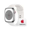 Apple Watch Series 8 [GPS + Cellular 45mm] Smart Watch w/ Silver Stainless Steel Case with White Sport Band - M/L with AppleCare+ (2 Years) view 1