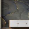 Abstract Black and Gold Agate Marble Stone Pattern Wall Mural. Removable Peel and Stick Wallpaper. #6454 (9ft Tall X 16ft Wide) view 4
