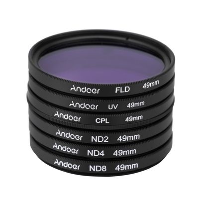 Andoer Andoer 49mm UV+CPL+FLD+ND(ND2 ND4 ND8) Photography Filter Kit Set Ultraviolet Circular-Polarizing Fluorescent Neutral Density Filter for Nikon Canon Sony Pentax DSLRs