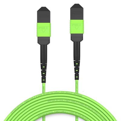 AMPCOM MPO to MPO Trunk Cable 50/125m Multimode OM5 (8 Fiber, MPO to MPO Female, Type B, LSZH/Riser, UPC, Lime Green) 5m (16ft)