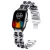 Compatible for Amazfit GTS 4 Band, Lamshaw Jewelry Chain Metal Wristband with Leather Belt Strap Wristband Compatible for Bip 3/Bip 3 Pro/Bip U Pro/Bip U/GTS 3/GTS/GTS 2/GTS 2 mini/Bip/Bip S Lite/Bip S/GTS 4 Mini/GTS 4 Smartwatch (Silver-Black) view 2