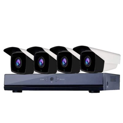 HUANGY 4CH 5MP Poe Home Security Camera System, Home Security Cameras Kit with 4pcs Wired 5MP Outdoor Poe IP Cameras Built in Mic, Support 50m IR Night Vision, Motion Detection