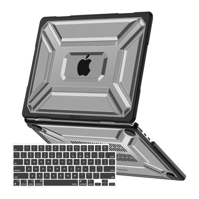 MOSISO Compatible with MacBook Air 13 inch Case 2025 2024 2023 2022 M4 A3240 M3 A3113 M2 A2681, Heavy Duty Hard Shell Cover with TPU Bumper&Keyboard Cover for MacBook Air 13.6 inch Case, Black