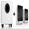 Audioengine A2 HD White Powered Bluetooth Speakers and S8 White Subwoofer Bundle view 1
