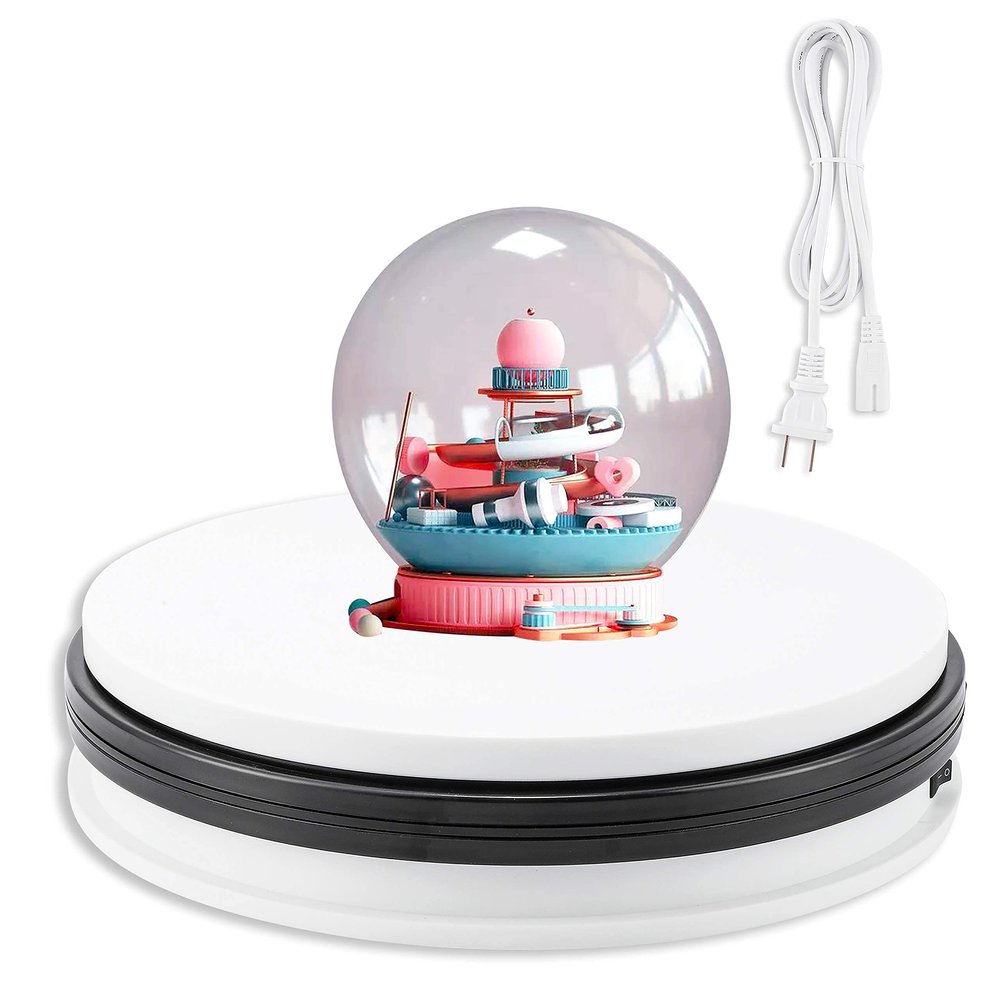 rUrEu 360 Degree Photography Display Stand, Motorized Display Stand Electric Rotating Turntable, Rotating Turntable for Photography/5.9 in Diameter 33Lb Capacity