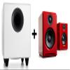 Audioengine A2 Plus Red Wireless Computer Speakers with Subwoofer S8 White view 1