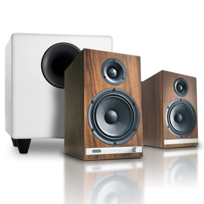 Audioengine HD6 Premium Powered Bookshelf Speakers | 150W Audiophile-Grade Bluetooth 5.0 Speakers with aptX HD | 24-Bit DAC | Real Wood Veneer
