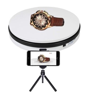 rUrEu Energy Saving Display Stand Electric Motorized Rotating Turntable Automatic Revolving Platform for Photography Video Shooting Props Jewelry/White/35Cm/14Inchs