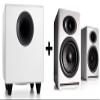 Audioengine P4 White Passive Bookshelf Speakers and S8 White Subwoofer view 1