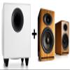 Audioengine P4 Bamboo Passive Bookshelf Speakers and S8 White Subwoofer view 1