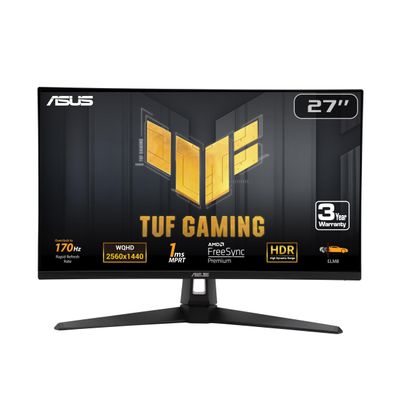 ASUS TUF Gaming 27 1440P Monitor (VG27AQA1A) - QHD (2560 x 1440), 170Hz (Supports 144Hz), 1ms, Extreme Low Motion Blur, Freesync Premium, Eye Care, HDMI, DisplayPort, Shadow Boost, Speakers, HDR
