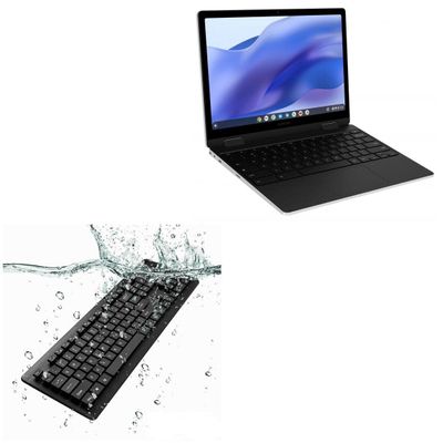 BoxWave Keyboard Compatible with Samsung Galaxy Chromebook 2 360 - AquaProof USB Keyboard, Washable Waterproof Water Resistant - Jet Black