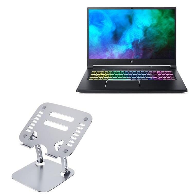 BoxWave Stand and Mount Compatible with Acer Predator Helios 300 (PH317-55) - Executive VersaView Laptop Stand, Ergonomic Adjustable Viewing Angle Metallic Riser - Metallic Silver