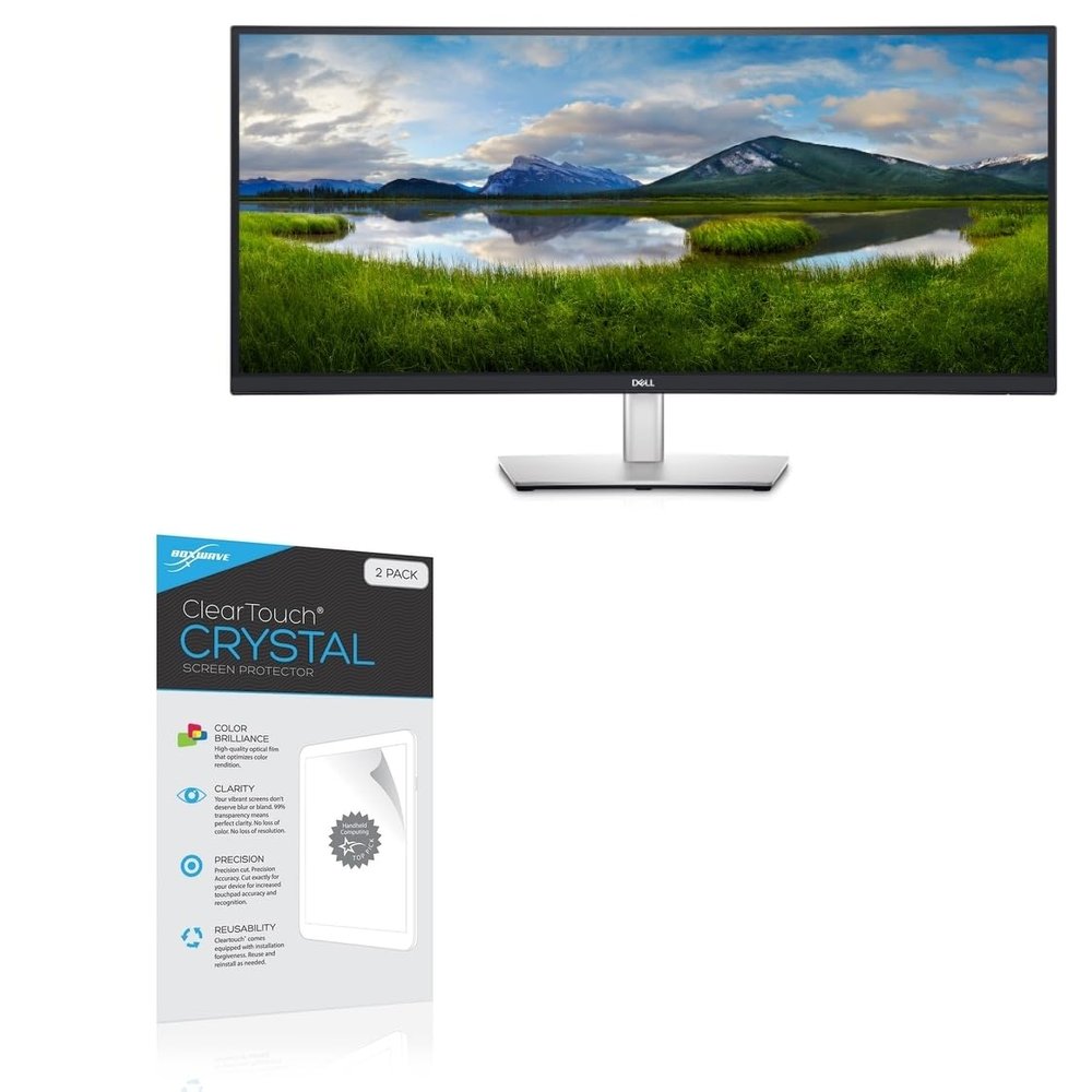 BoxWave Screen Protector Compatible with Dell 34 Curved Monitor (P3421W) - ClearTouch Crystal (2-Pack), HD Film Skin - Shields from Scratches