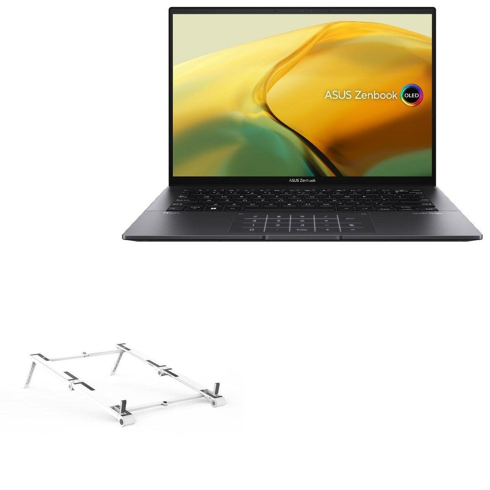 BoxWave Stand and Mount Compatible with ASUS ZenBook 14 (UM3402) - Pocket Aluminum Stand 3-in-1, Portable Multi Angle Viewing Riser - Metallic Silver