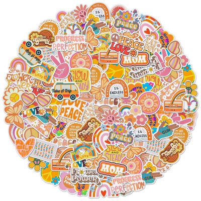 100 Pcs Groovy Boho Hippie Stickers, Boho Rainbow Daisy Flower Stickers, for Water Bottle, Srapbook, Laptop, Phone Case, Teens Girls Adults Hippie Decor Present