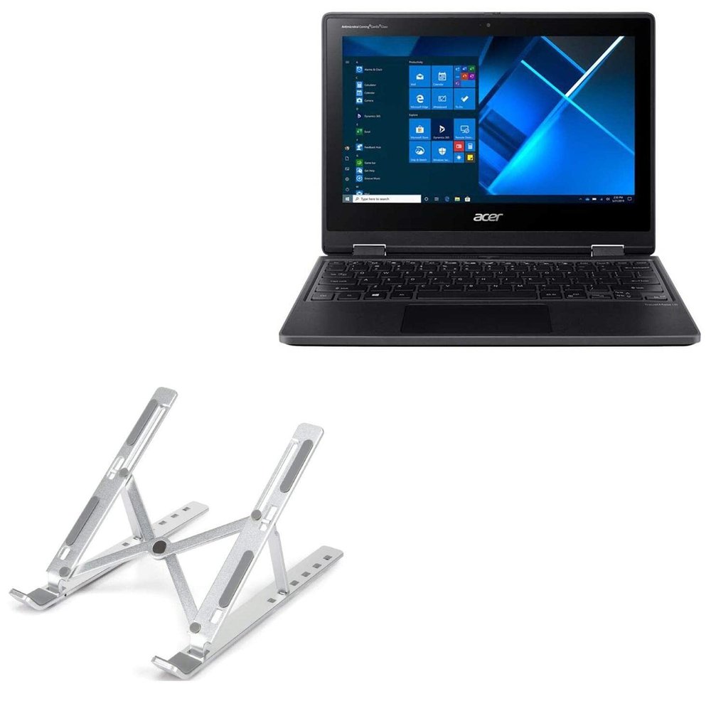 BoxWave Stand and Mount Compatible with Acer TravelMate Spin B3 (TMB311RN-31) - Compact QuickSwitch Stand, Portable Multi Angle Viewing Foldable Riser - Metallic Silver