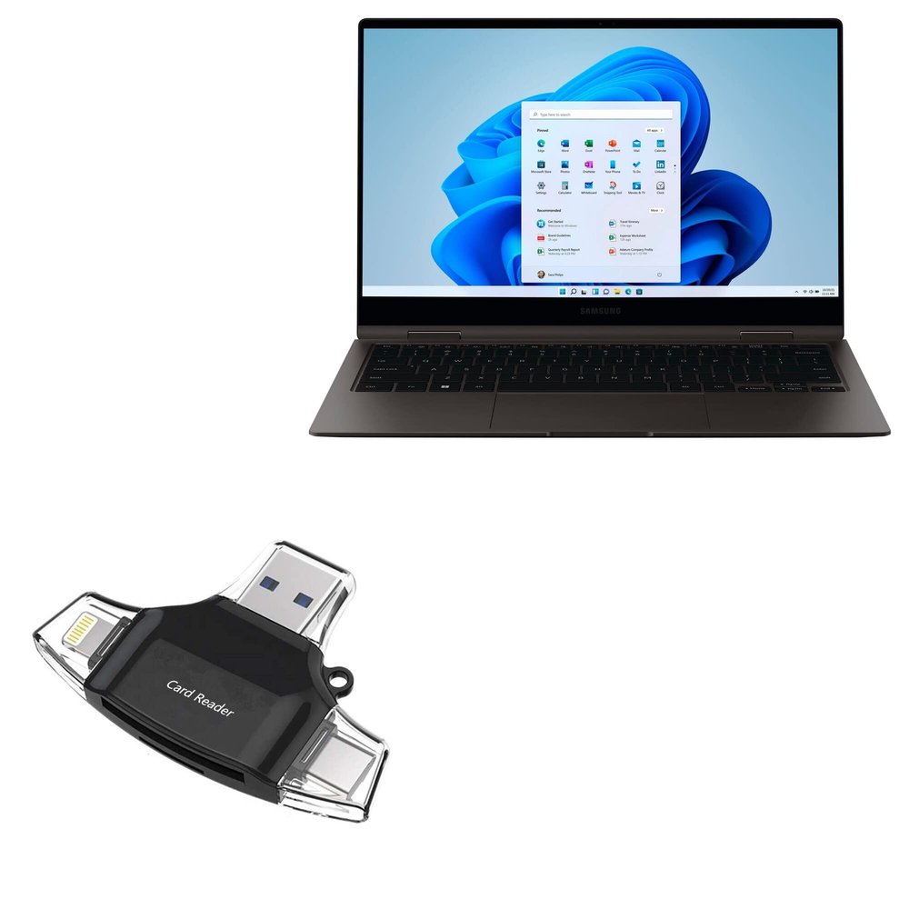 BoxWave Smart Gadget Compatible with Samsung Galaxy Book2 Pro 360 (13.3 in) - AllReader SD Card Reader, microSD Card Reader SD Compact USB - Jet Black
