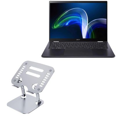 BoxWave Stand and Mount Compatible with Acer TravelMate Spin P6 (TMP614RN-52) - Executive VersaView Laptop Stand, Ergonomic Adjustable Viewing Angle Metallic Riser - Metallic Silver