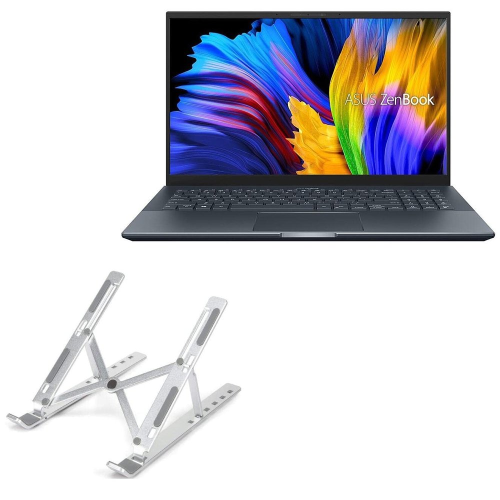 BoxWave Stand and Mount Compatible with ASUS ZenBook Pro 15 (UM535) - Compact QuickSwitch Stand, Portable Multi Angle Viewing Foldable Riser - Metallic Silver
