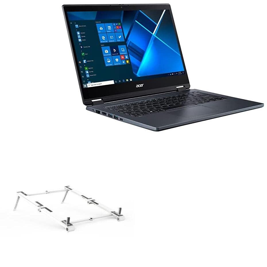 BoxWave Stand and Mount Compatible with Acer TravelMate Spin P4 (TMP414RN-51) - Pocket Aluminum Stand 3-in-1, Portable Multi Angle Viewing Riser - Metallic Silver