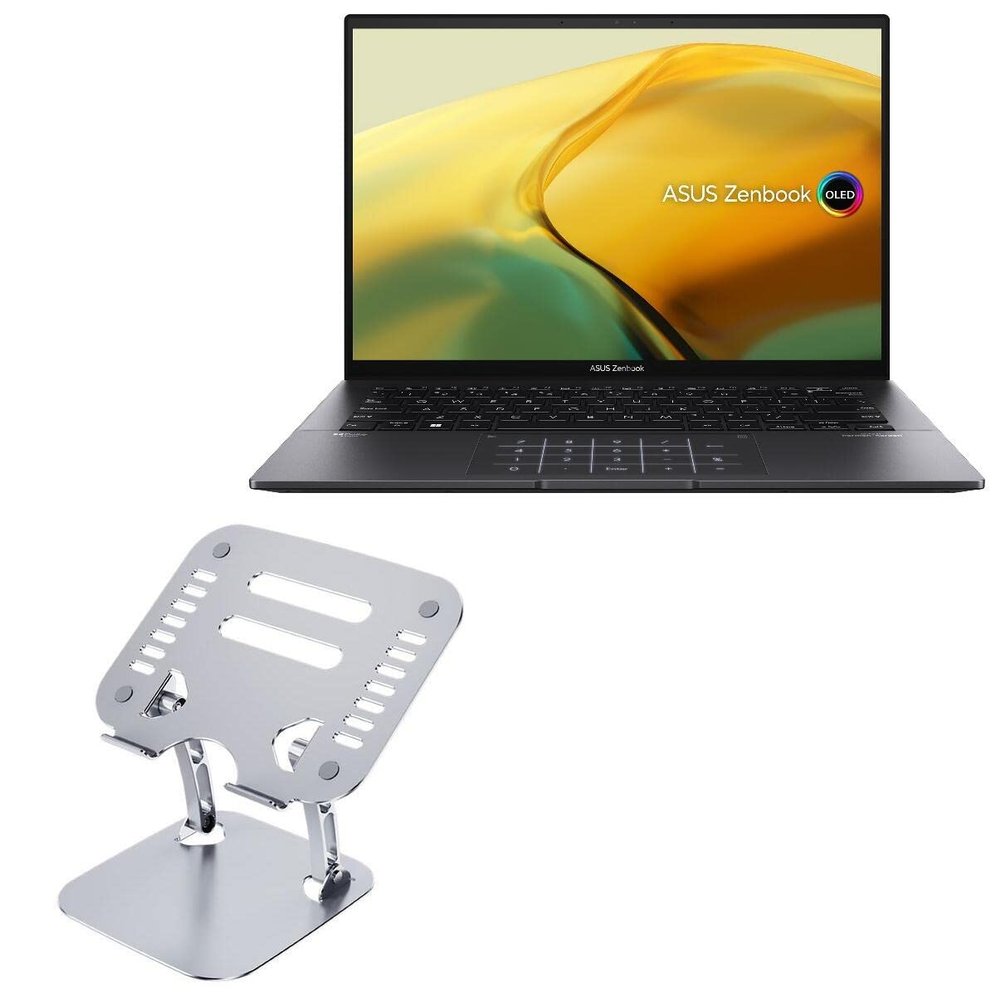 BoxWave Stand and Mount Compatible with ASUS ZenBook 14 (UM3402) - Executive VersaView Laptop Stand, Ergonomic Adjustable Viewing Angle Metallic Riser - Metallic Silver