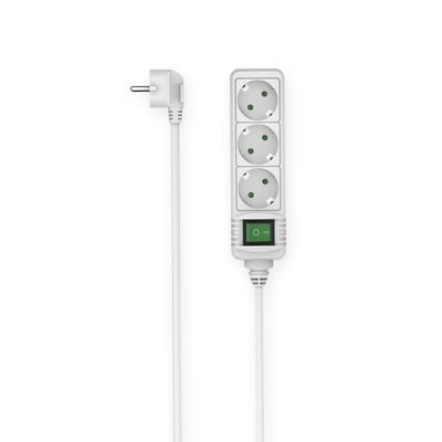 Hama 3-Way Power Strip with Switch, 1.4 m (Power Strip with Switch, 3-Way Power Strip, 3-Way Multiple Socket, Multiple Plug, with Touch Protection, Illuminated Switch, 45) White