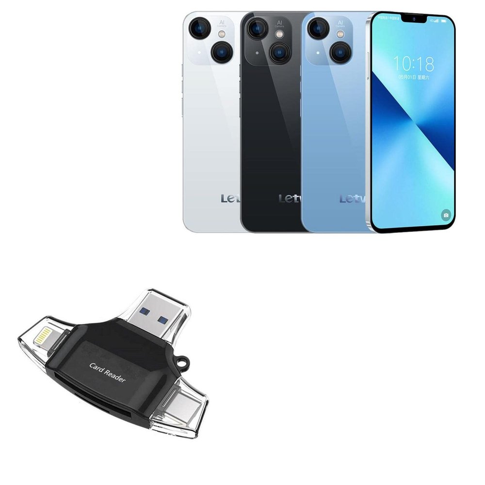 BoxWave Smart Gadget Compatible with LeTV Y1 Pro - AllReader SD Card Reader, microSD Card Reader SD Compact USB - Jet Black