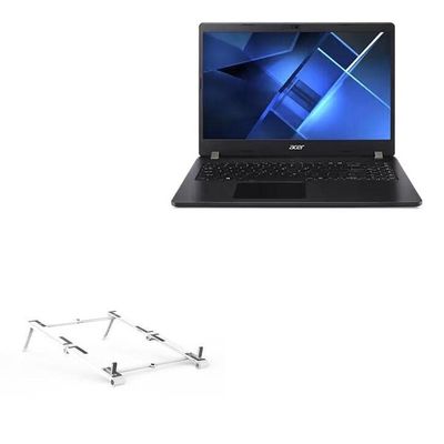 BoxWave Stand and Mount Compatible with Acer TravelMate P2 (TMP215-53) - Pocket Aluminum Stand 3-in-1, Portable Multi Angle Viewing Riser - Metallic Silver
