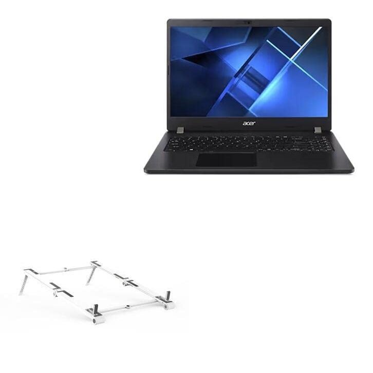 BoxWave Stand and Mount Compatible with Acer TravelMate P2 (TMP215-53) - Pocket Aluminum Stand 3-in-1, Portable Multi Angle Viewing Riser - Metallic Silver