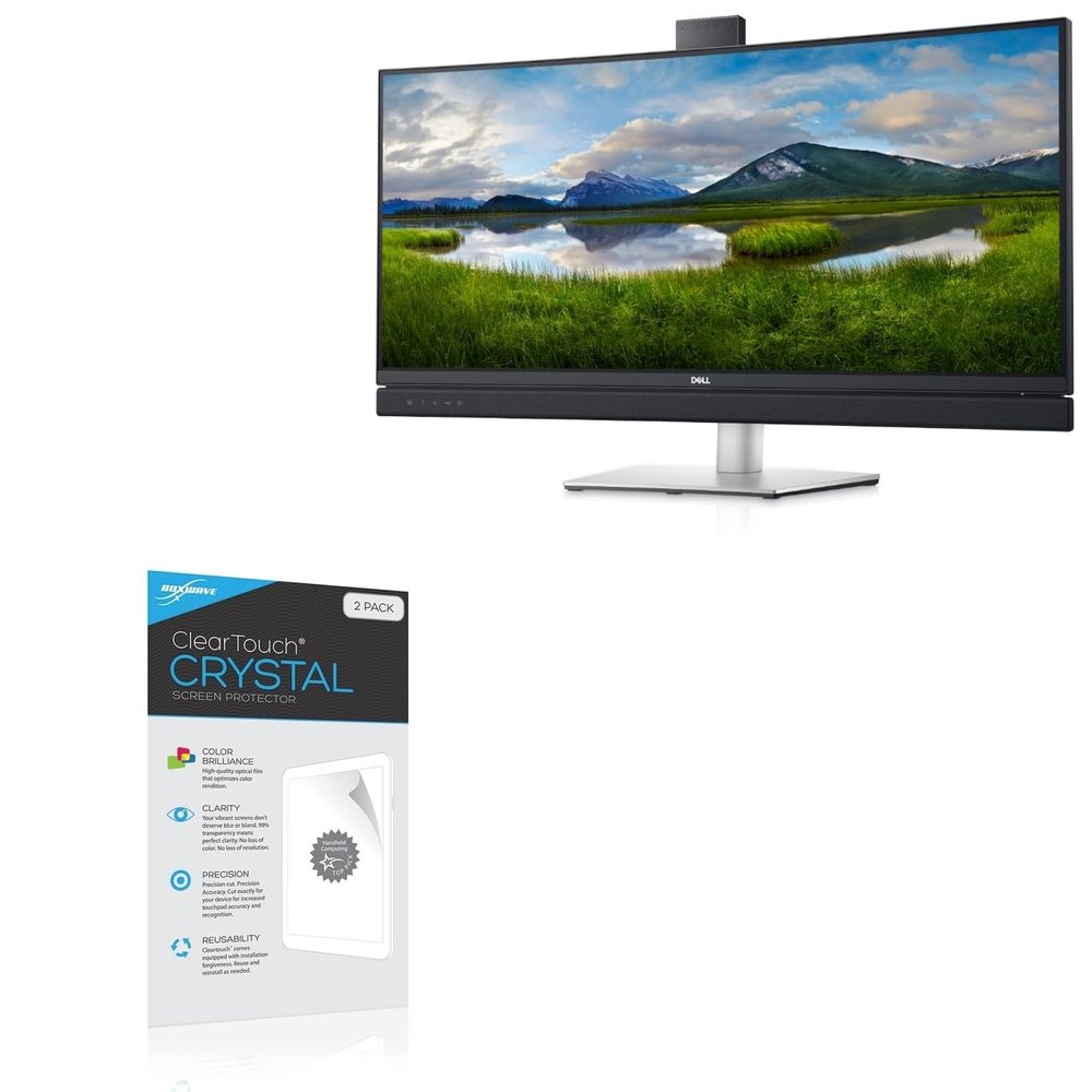BoxWave Screen Protector Compatible with Dell 34 Curved Video Conferencing Monitor (C3422WE) - ClearTouch Crystal (2-Pack), HD Film Skin - Shields from Scratches