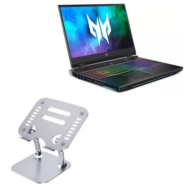 BoxWave Stand and Mount Compatible with Acer Predator Helios 500 (PH517-52) - Executive VersaView Laptop Stand, Ergonomic Adjustable Viewing Angle Metallic Riser - Metallic Silver