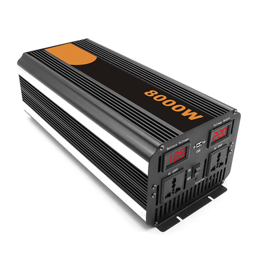 Power Inverter DC 12V/24V to AC 220V Converter Home Pure Sine Wave Inverter with Double Heat Sink Fan and Voltage LCD Display for Car, Truck, Van, Lorry, Camper,8000W-24V/220V