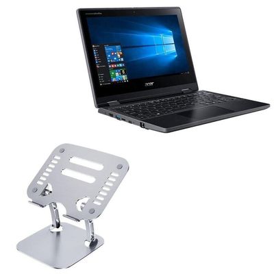BoxWave Stand and Mount Compatible with Acer TravelMate Spin B3 (TMB311R-31) - Executive VersaView Laptop Stand, Ergonomic Adjustable Viewing Angle Metallic Riser - Metallic Silver