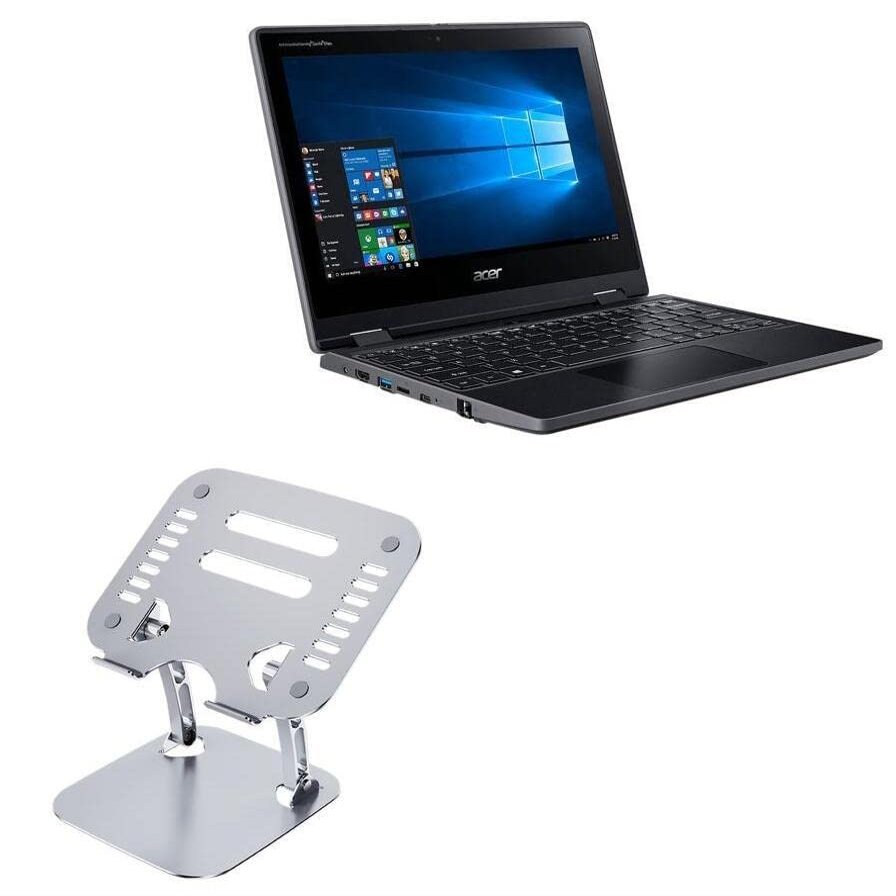 BoxWave Stand and Mount Compatible with Acer TravelMate Spin B3 (TMB311R-31) - Executive VersaView Laptop Stand, Ergonomic Adjustable Viewing Angle Metallic Riser - Metallic Silver