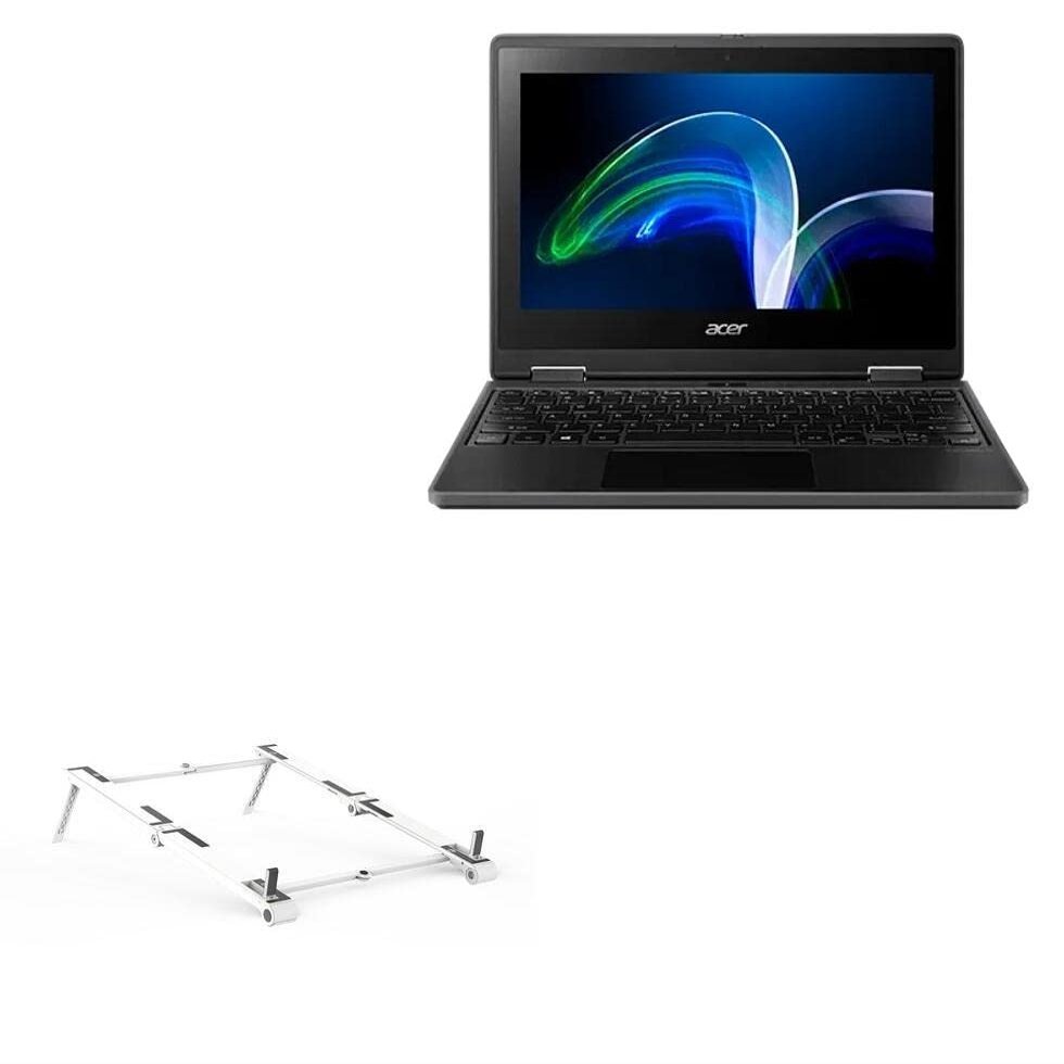 BoxWave Stand and Mount Compatible with Acer TravelMate Spin B3 (TMB311RN-32) - Pocket Aluminum Stand 3-in-1, Portable Multi Angle Viewing Riser - Metallic Silver