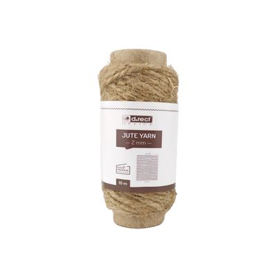 D.RECT 10 m Jute Twine Natural Brown Jute Cord | Packing Cord Gift Ribbon Craft Cord Decorative Cord | 2 mm Thick | for: Packaging, DIY Arts Crafts, Floristry, Decoration, 800199