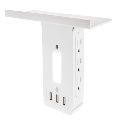 Swivel Power Outlet Charging Tower Station Shelf - 6 Spin Rotating Wall Charger Ports + 3 Fast Charging USB - Electrical Socket Power Stand Holder - Space Saving + Surge Protector