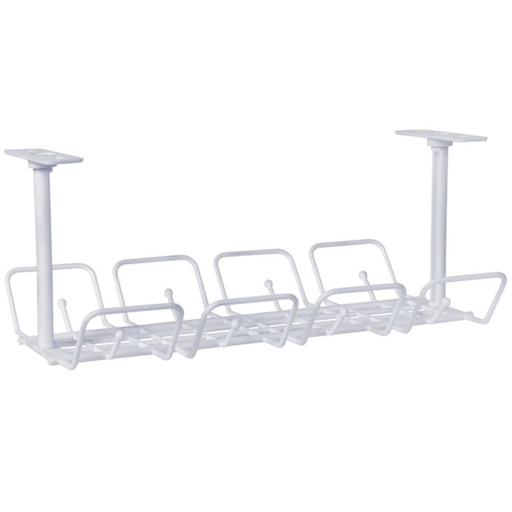 Zerodeko 1set under Desk Cable Organizer Rack Non-punching Wire Storage Basket Compact Design for Kitchen