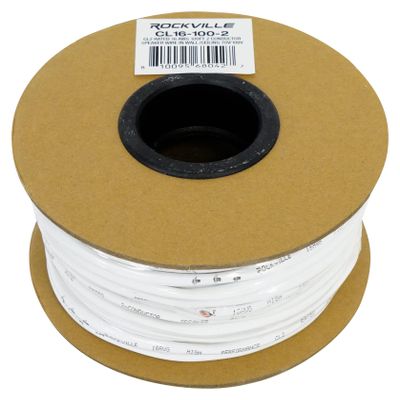 Rockville CL16-100-2 CL2 Rated 16 AWG 100' Speaker Wire, In-Wall and Ceiling Use, 2 Conductor, Oxygen-Free Copper, High Strand Count, Perfect for 70V/100V Home and Commercial Audio Installs