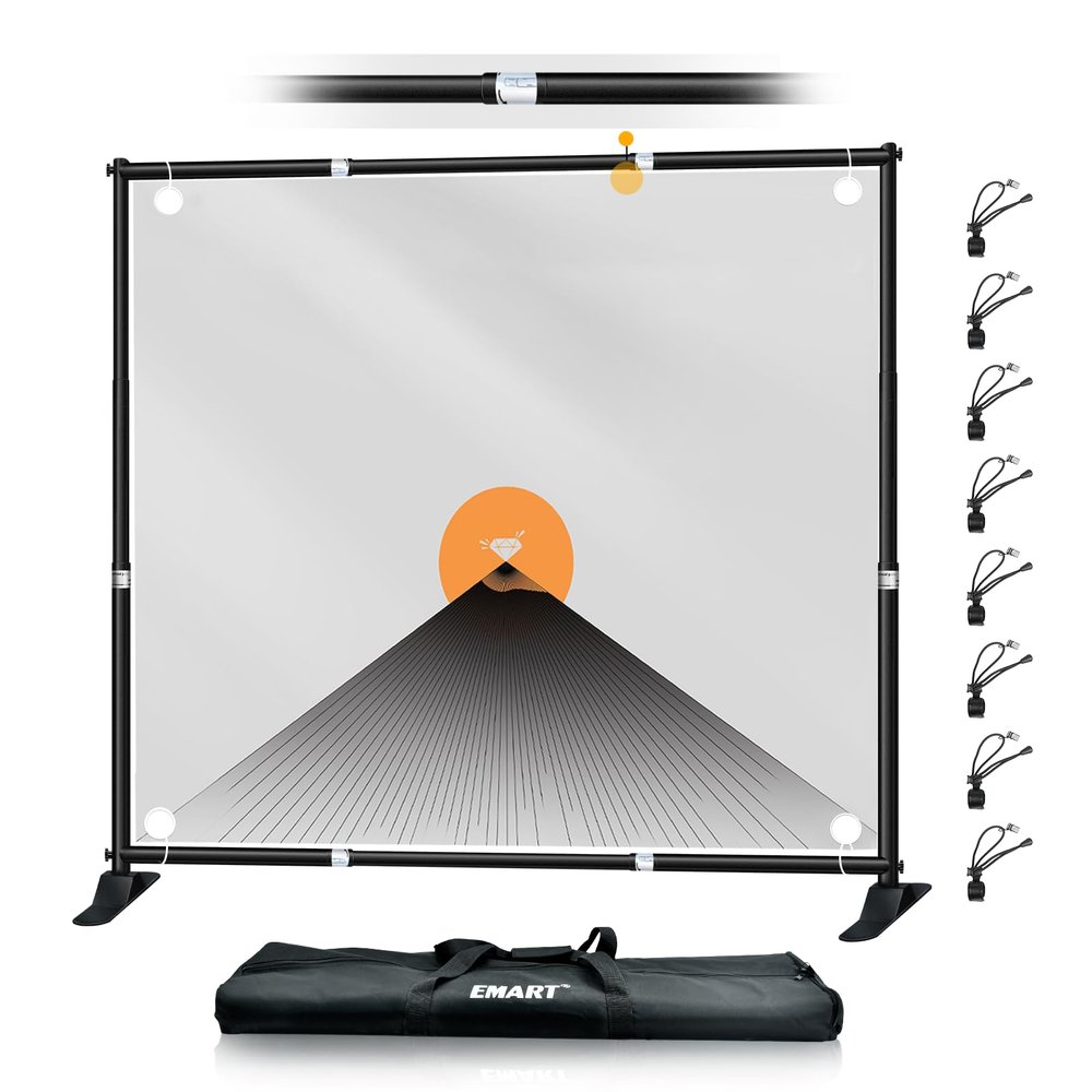 EMART 8x8 ft Heavy Duty Banner Stand Kit, Adjustable Frame for Step and Repeat Backdrops, Ideal for Photography, Trade Shows, and Photo Booths