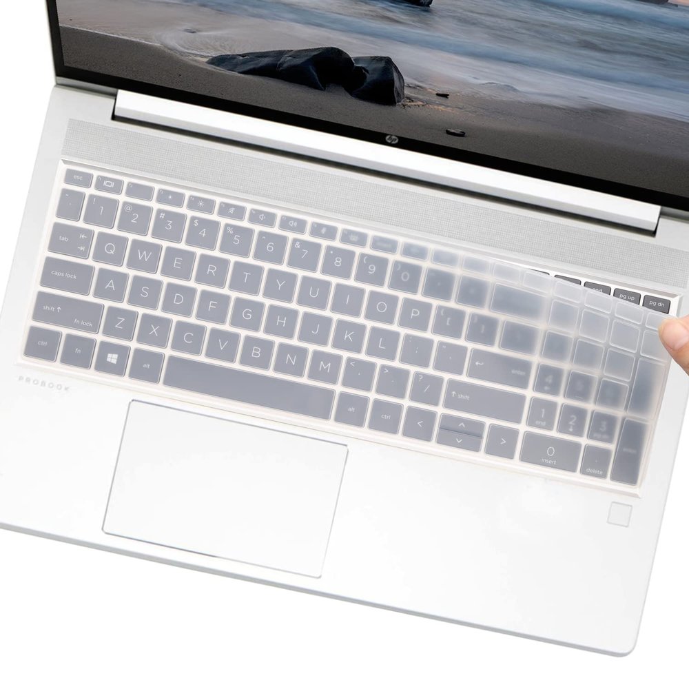 UUONDO Keyboard Cover Skin for 15.6" HP ProBook 450/455 G8/G9/ProBook 650 G8/450 G10/455 G10 Laptops, Clear Silicone, Dust-Proof, Scratch Resistant