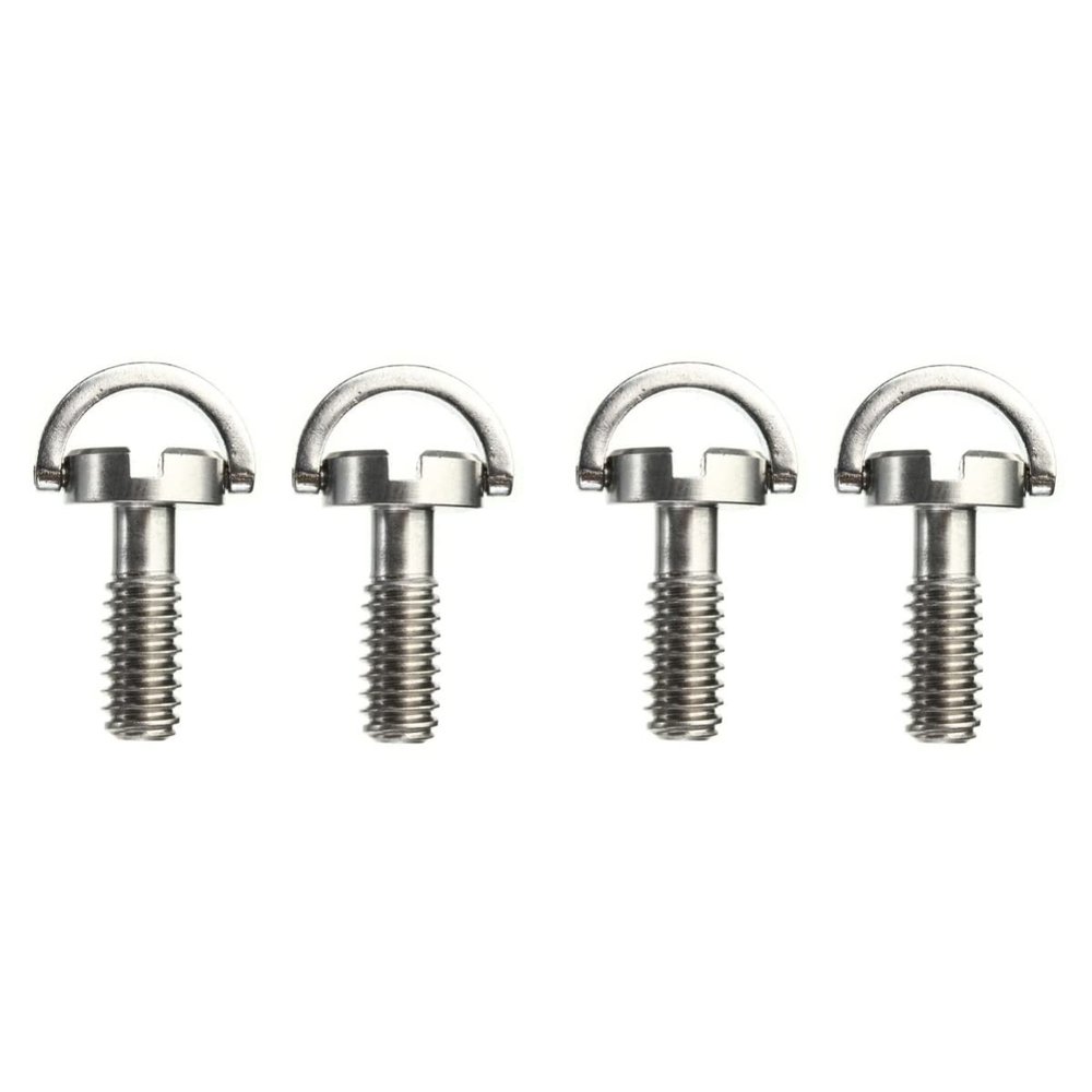 TEHAUX 2sets D-Ring Screw Camera Stainless Steel D-Ring Flat Head Slot Screw Action Camera Mount Adapter Tripod Quick Release 2pcs*2