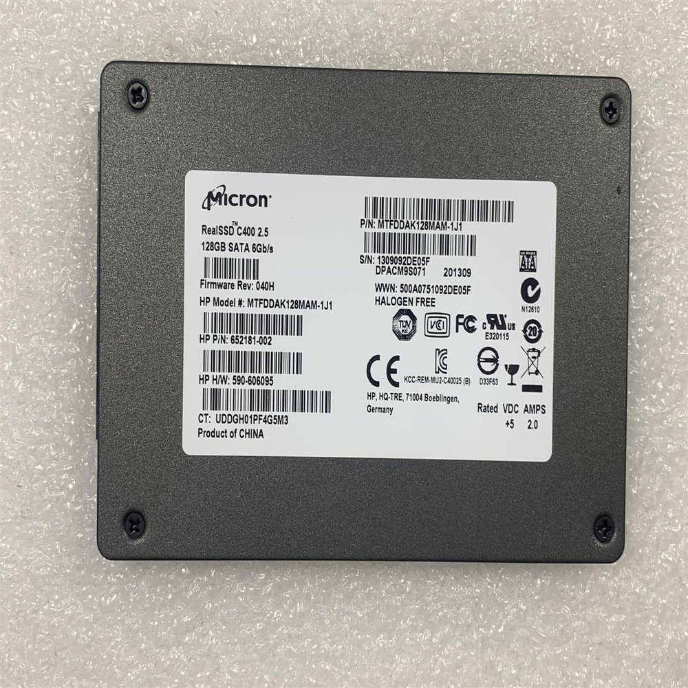 For HP 652181-002 Micron SSD C400 Solid State Drive 128GB SATA MTFDDAK128MAM-1J1