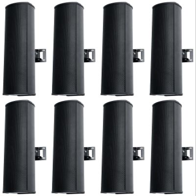 Rockville Wet Array 4 Black 70V 60W Commercial Wall Mount Swivel Column Speaker, 2-Way Line Array Design, IP55 Waterproof, Indoor/Outdoor Use for Restaurants, Churches, Auditoriums (8 Item)
