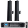 Rockville Bundle: RCS180-6 180W 6-Zone 70V Amp w/Bluetooth & Wet Array 4 Black Speakers, IP55 Wall Mount, 2-Way Line Array for Restaurant, Church, Auditorium, Indoor/Outdoor Use (3 Item) view 1